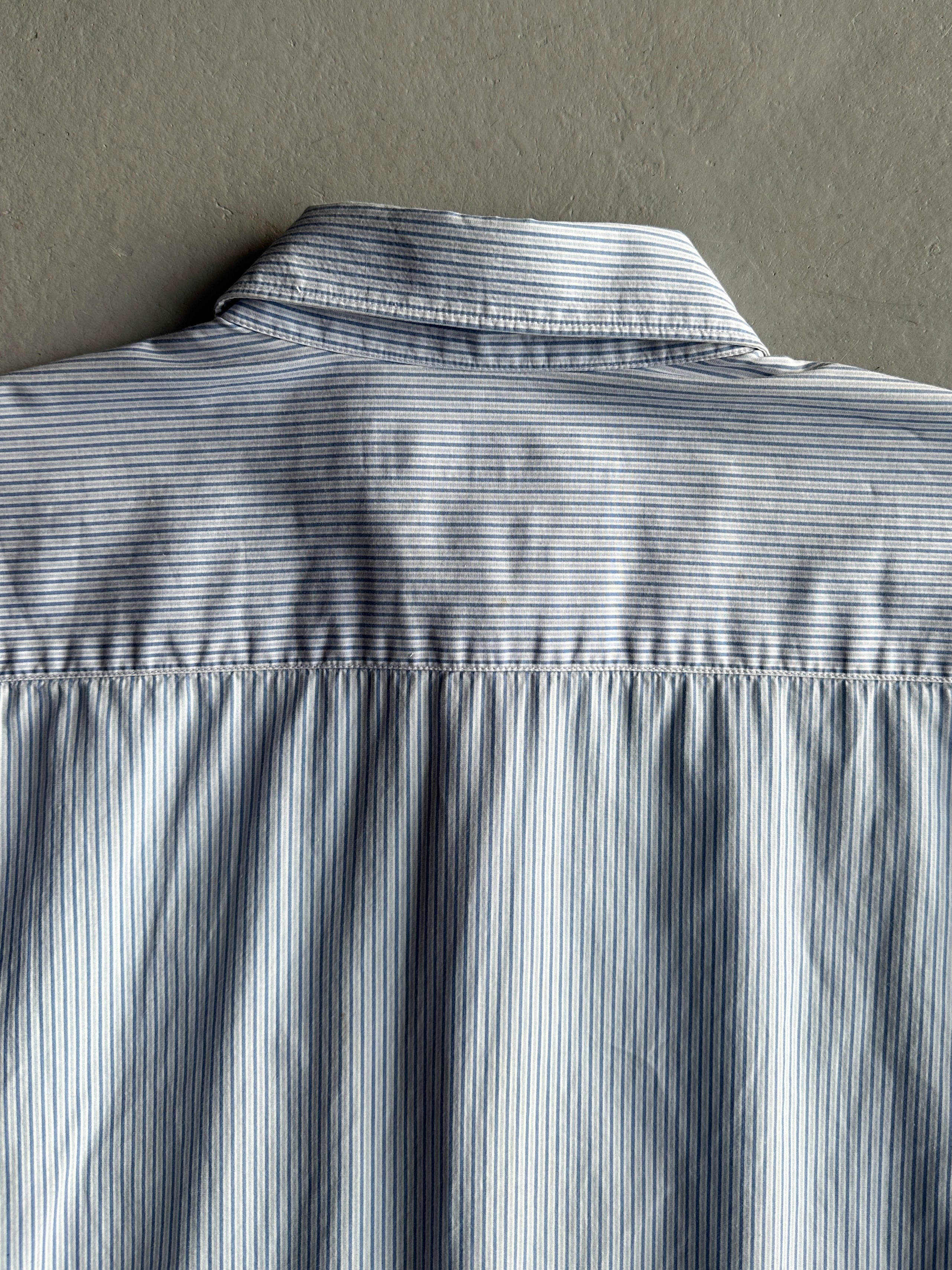 COMME DES GARÇONS SHIRT - S/S 2018 CUT OUTS FRONT MICRO STRIPED LONG SLEEVE SHIRT