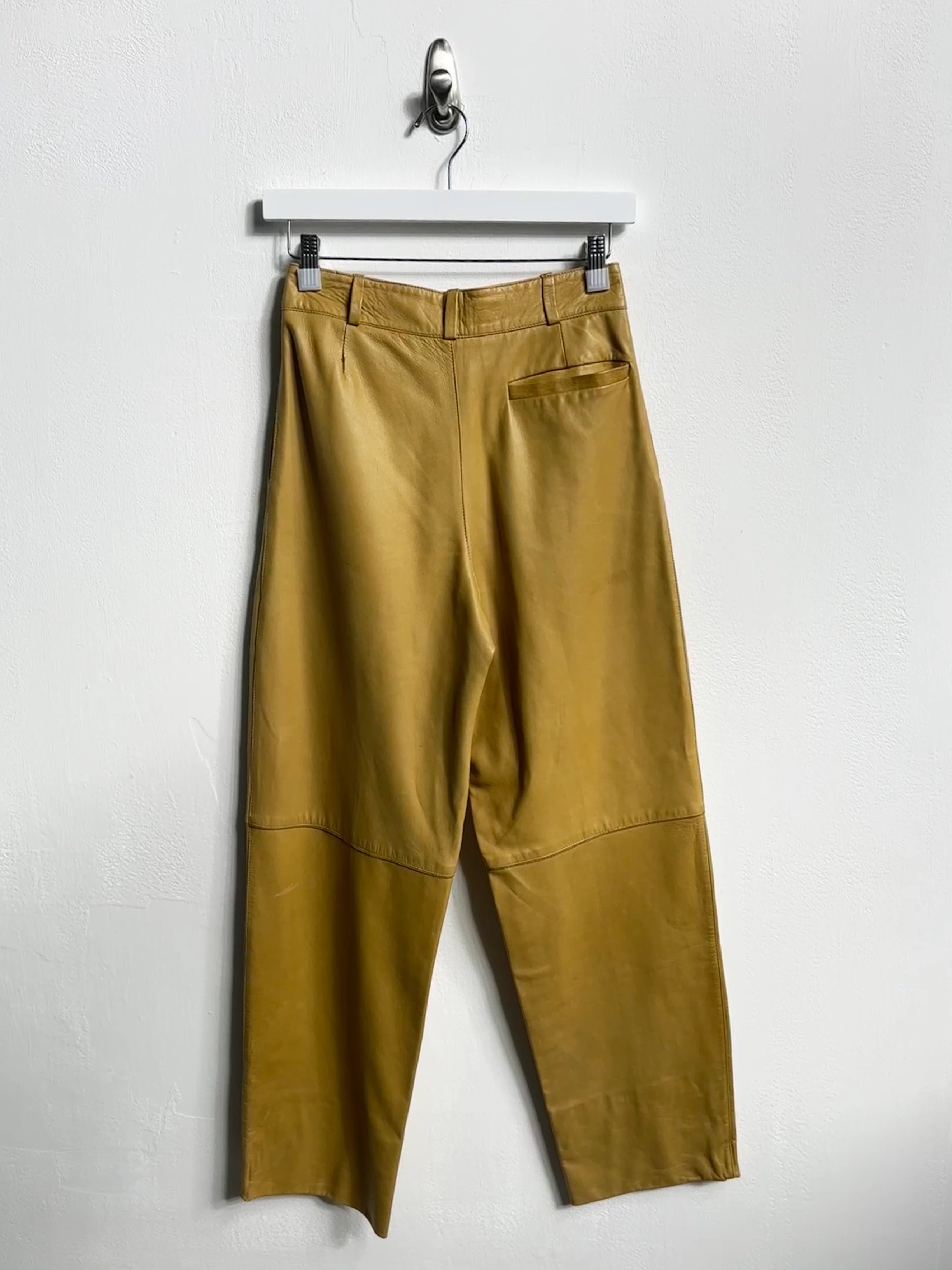 GIANNI VERSACE - 1980s LEATHER TROUSERS WITH FRONT PLEATS