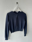 EMPORIO ARMANI - 1980s OPEN SLIT FRONT CROP FIT LONG SLEEVE TOP