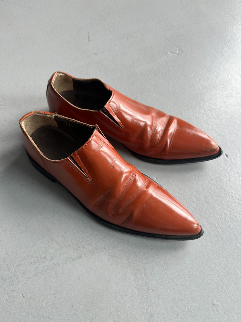 COMME DES GARÇONS - 1990s LEATHER POINTED SLIP ON SHOES