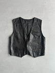 1980s STITCHED PANELING LEATHER VEST