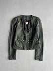 KENZO - 1990s SCOOP NECKLINE LEATHER JACKET