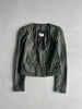KENZO - 1990s SCOOP NECKLINE LEATHER JACKET
