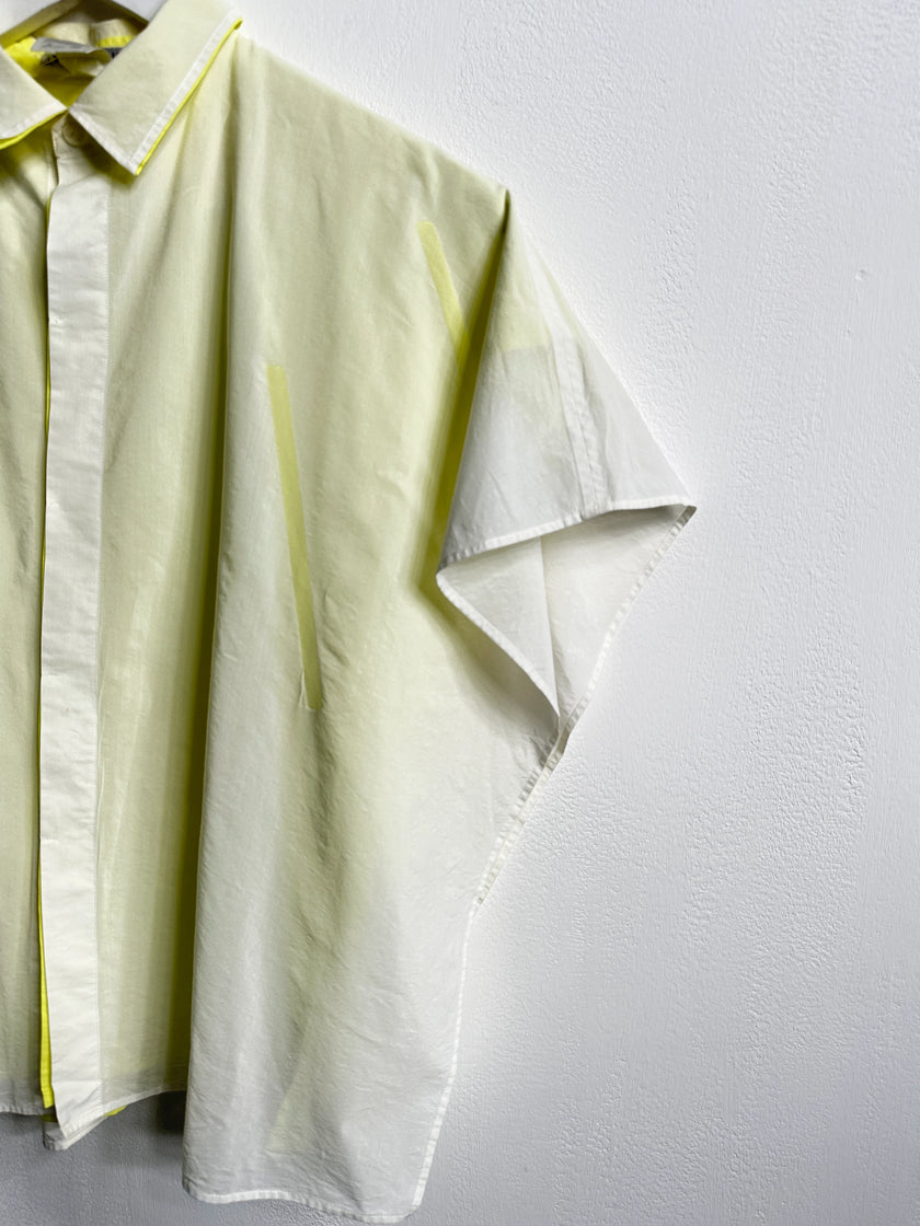 ISSEY MIYAKE - S/S 2014 LAYERED BLOUSE WITH CONTRASTING YELLOW INNERN LAYER