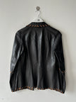 ITALIAN LABEL early 2000s OPEN FRONT LEATHER JACKET WITH WHIPSTITCH DETAILS