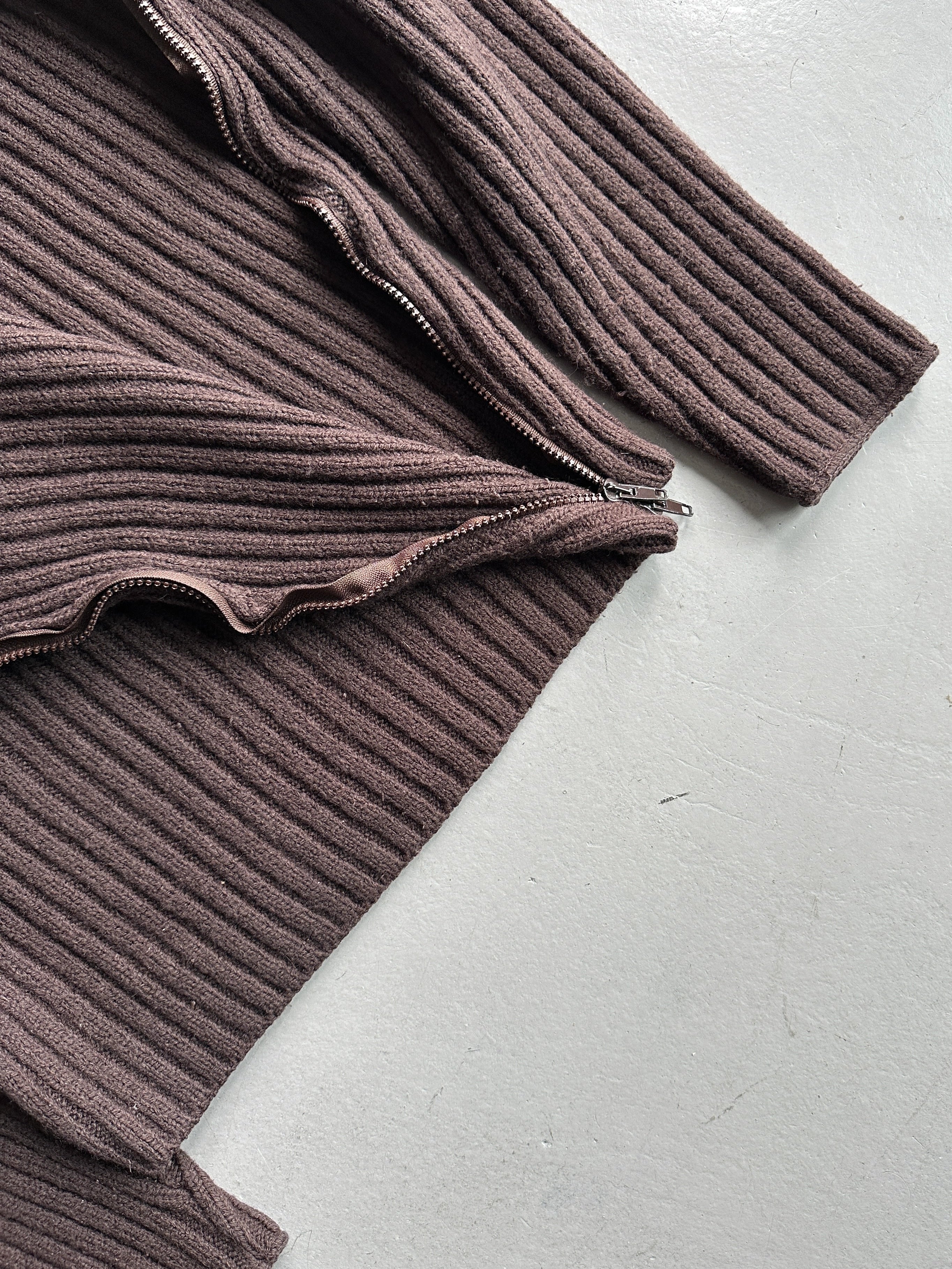DANIELE ALESSANDRINI - 1990s RIBBED KNIT JUMPER WITH FULL ASYMMETRICAL SIDE ZIP