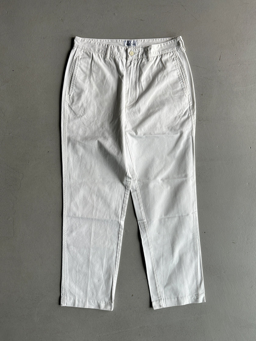 VALENTINO - 1990s STRAIGHT FIT WHITE TROUSERS