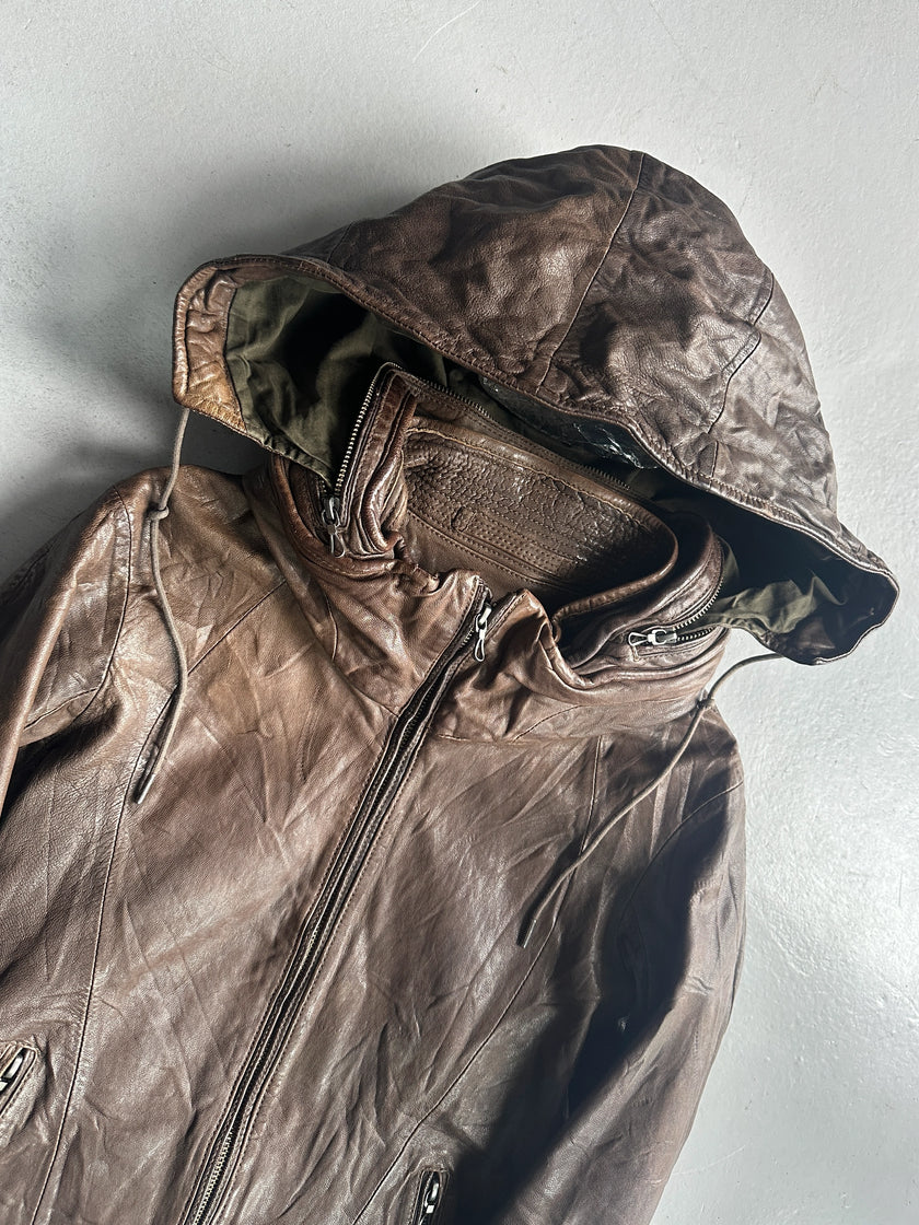G.O.A. - 2000s HOODED LEATHER JACKET