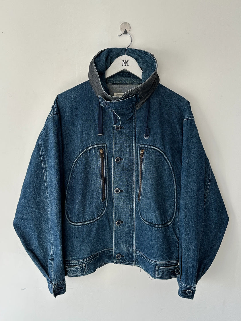 BONEVILLE BY MASSIMO OSTI - 1980s OVERSIZED DENIM BOMBER JACKET