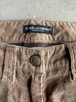 DOLCE & GABBANA - 1990s CORDUROY STRAIGHT LEG TROUSERS WITH LEATHER DETAILS