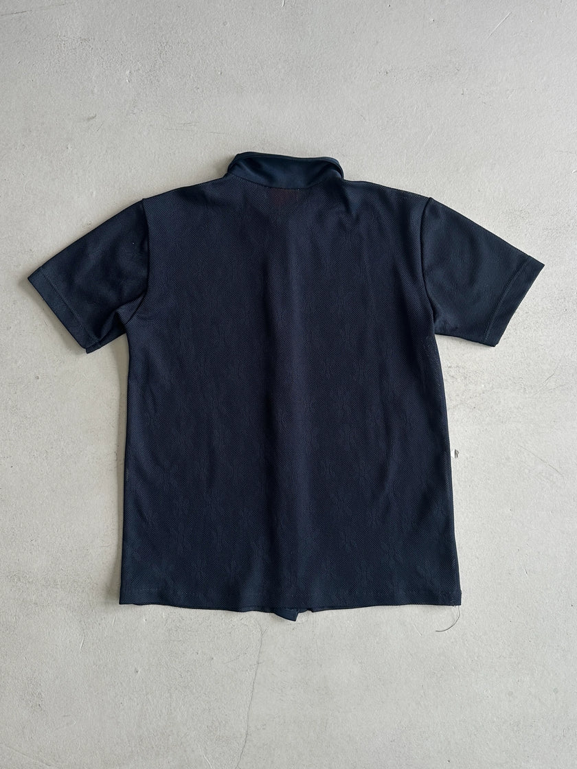 2000s FLORAL PATTERN MESH HALF SLEEVE BUTTONED SHIRT