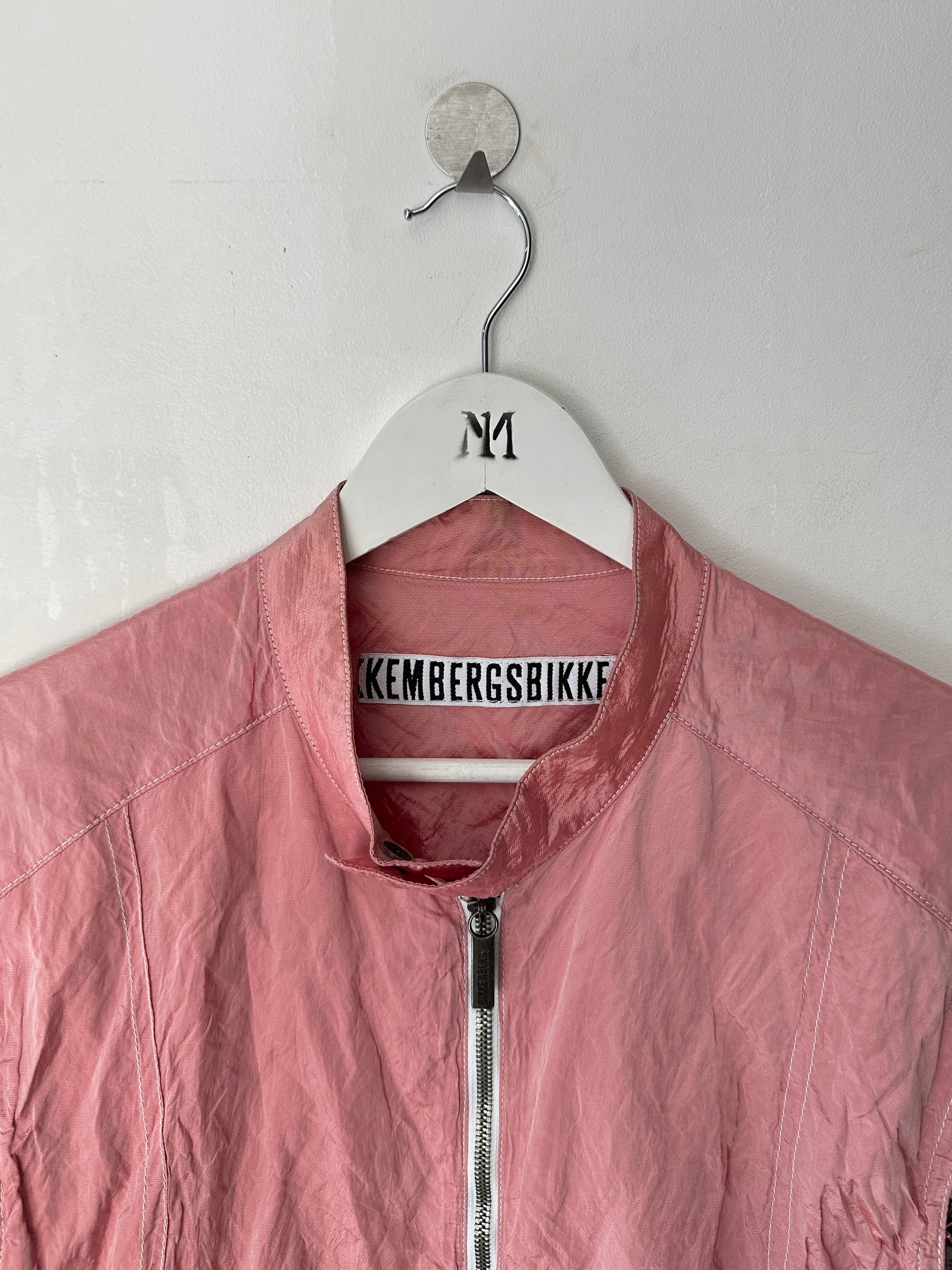 BIKKEMBERGS - early 2000s 2 IN 1 NYLON JACKET GILET WITH ZIP OFF LEATHER HEM PANEL