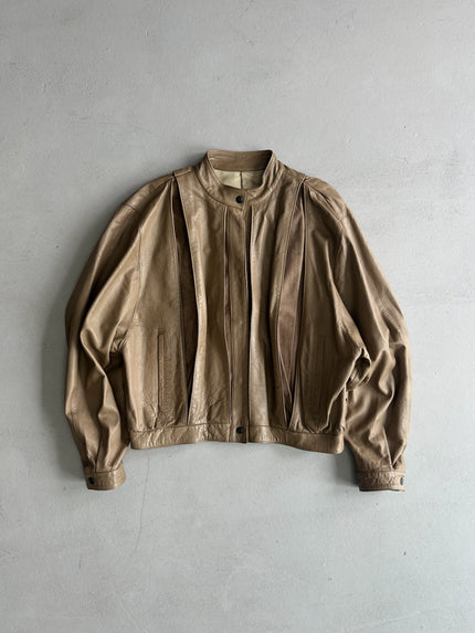 1980s BOXY FIT LEATHER PANELED JACKET