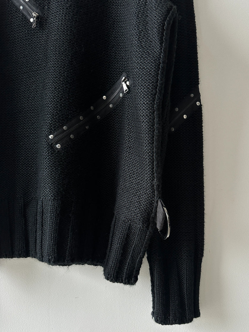 JOHN RICHMOND - F/W 2003 HIGH NECK CHUNKY KNIT BONDAGE JUMPER