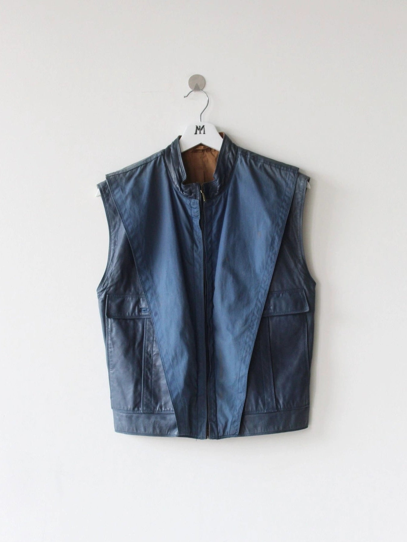 GIANNI VERSACE 1980s PANELED LEATHER GILET