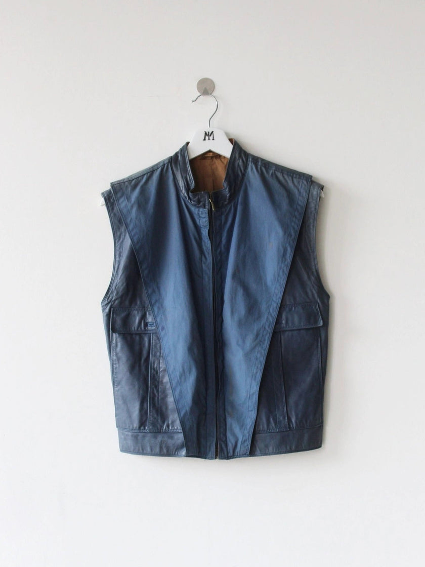 GIANNI VERSACE 1980s PANELED LEATHER GILET