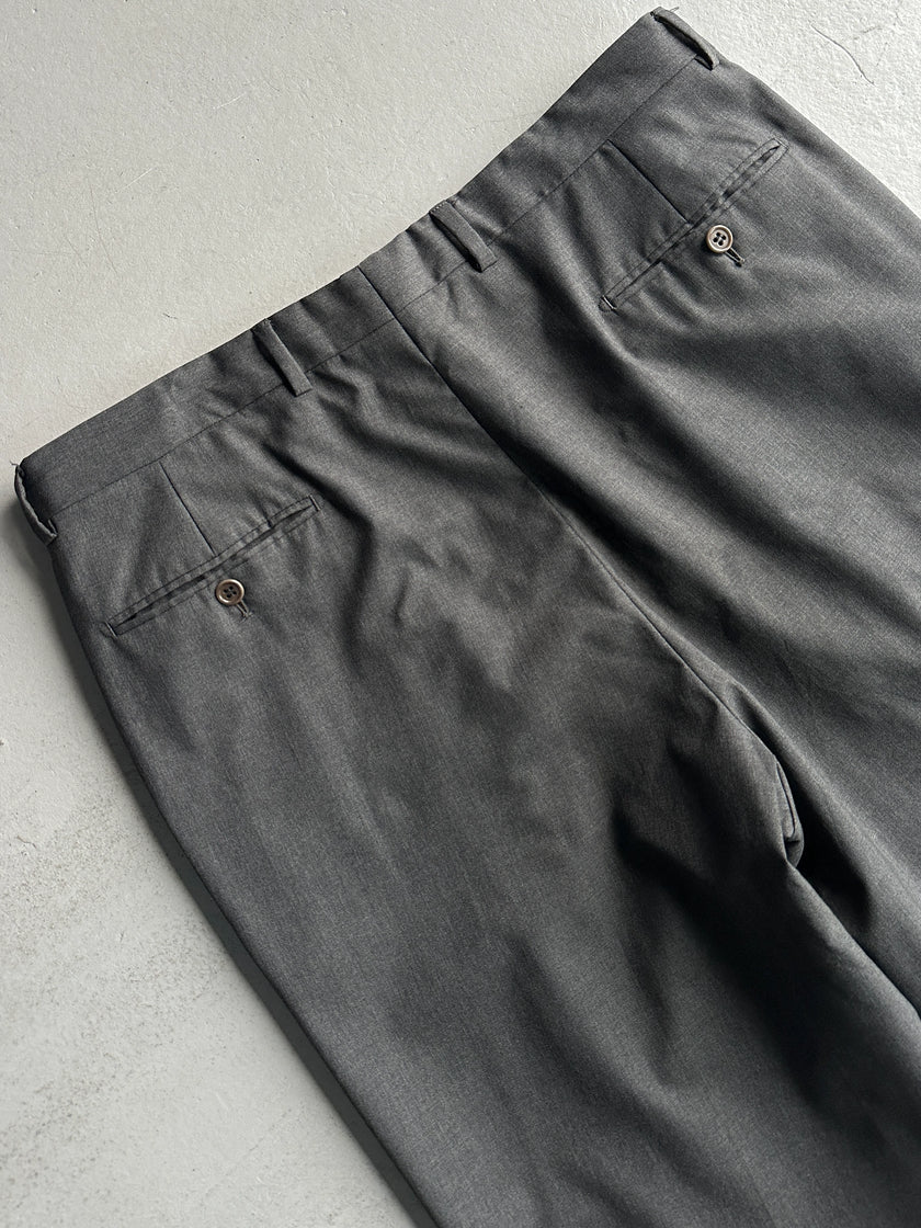 VALENTINO - 1990s TURN UP HEM FRONT PLEATS TAILORED TROUSERS
