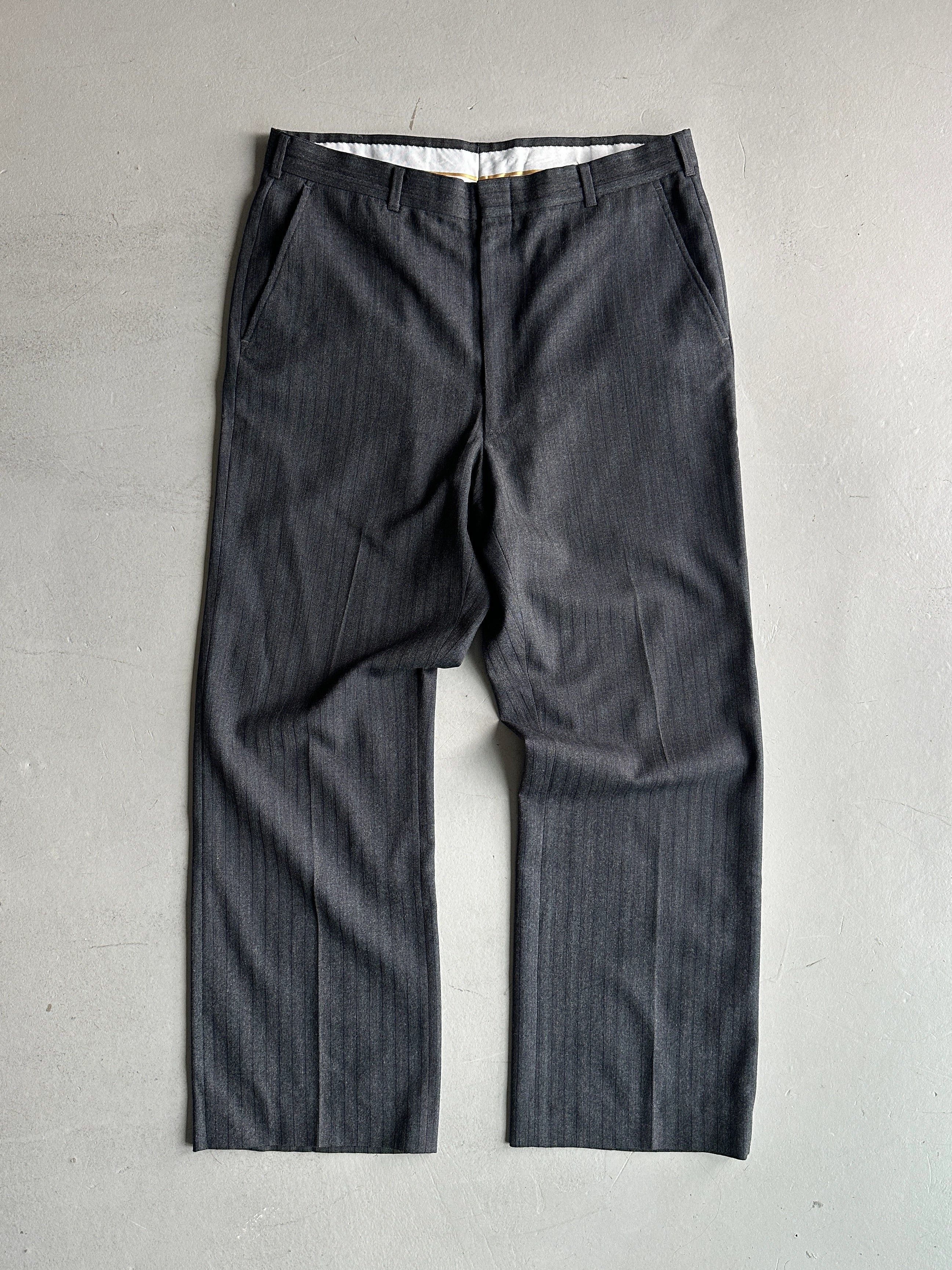 1990s PINSTRIPED STRAIGHT FIT TAILORED TROUSERS