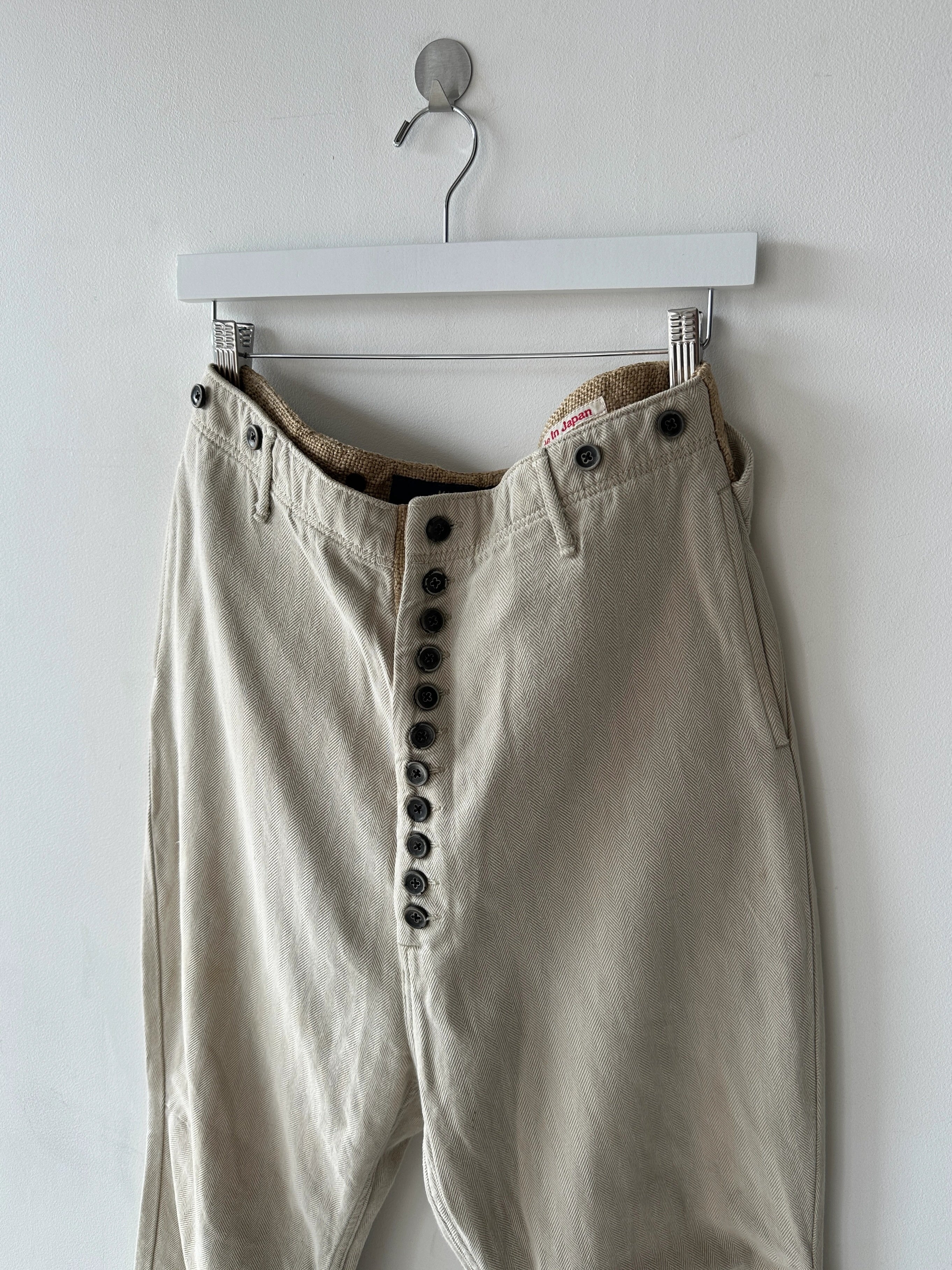 KAPITAL - 1990s LOW CROTCH  TROUSERS WITH WOVEN WAIST PANEL
