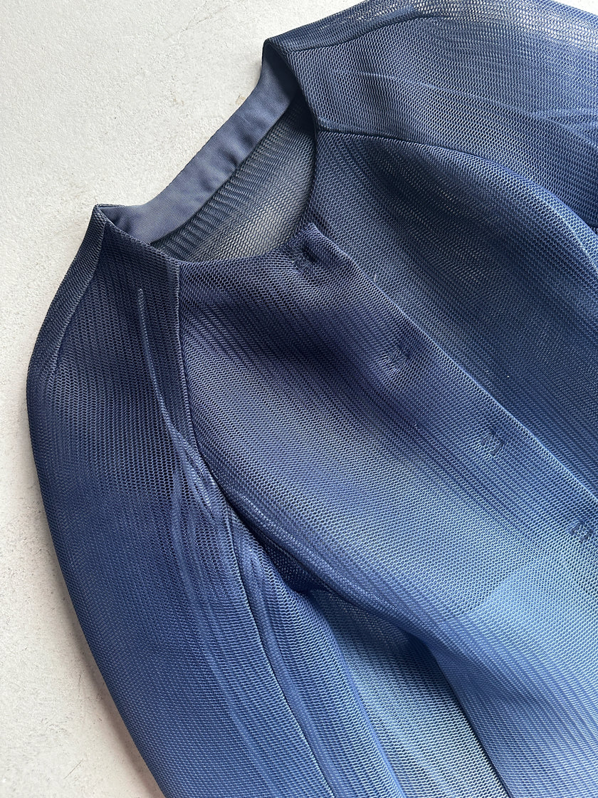 ARMANI COLLEZIONI - S/S 2015 GRADIENT BLUE STRUCTURED MESH JACKET