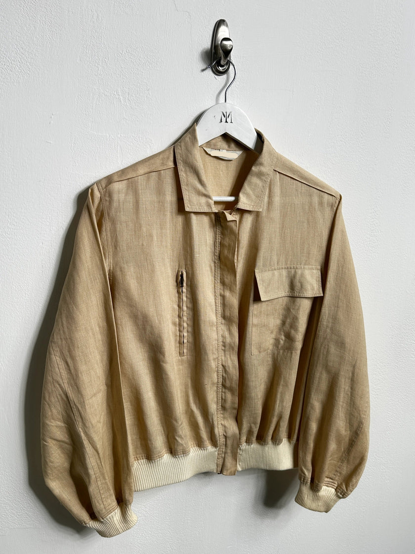 ITALIAN LABEL 1980s LINEN BLOUSON JACKET
