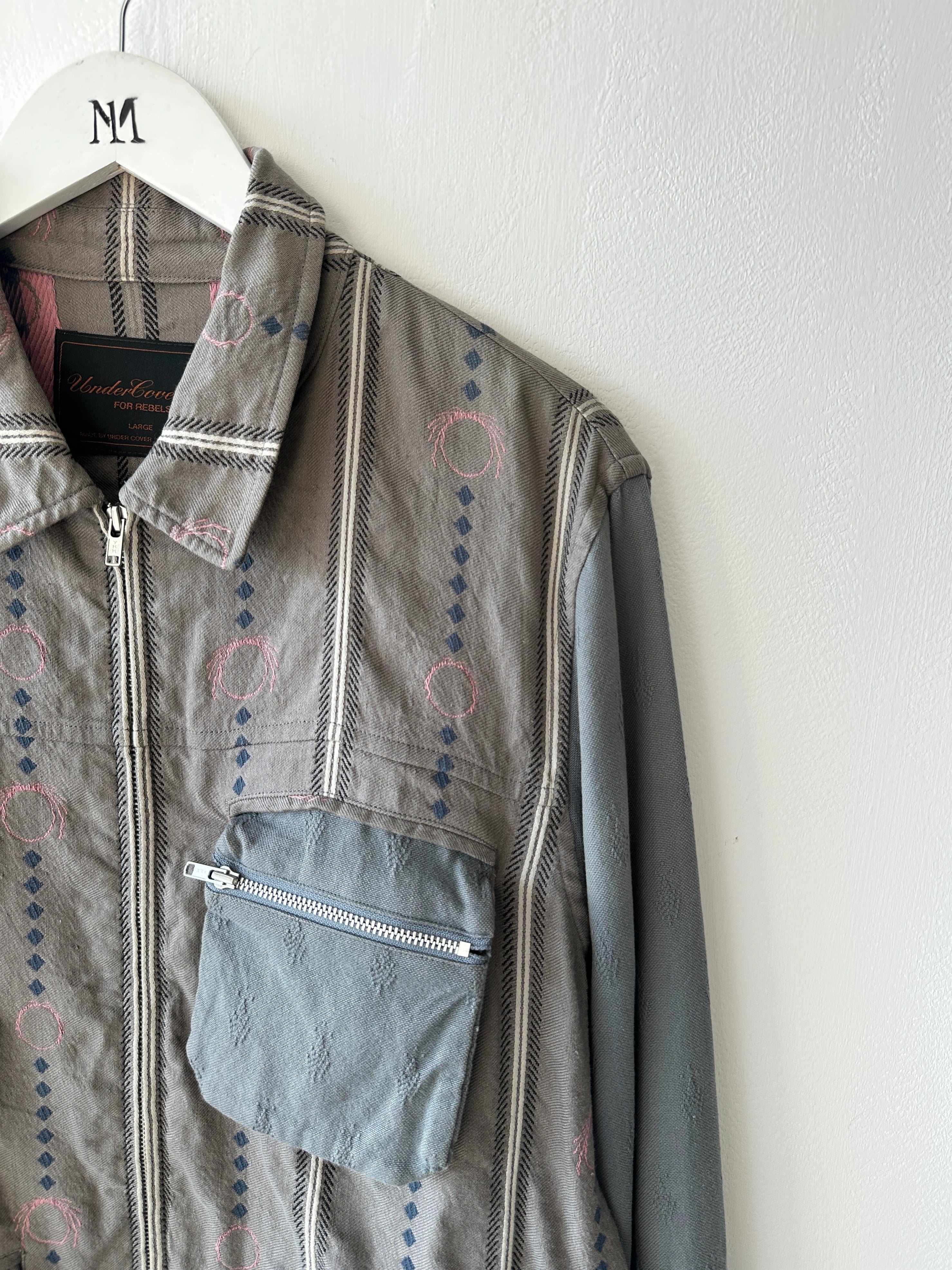 UNDERCOVERISM - early 2000s LINEN JACKET WITH CONTRASTING SLEEVE