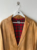 DOLCE & GABBANA - early 2000s DISTRESSED LEATHER BLAZER WITH TARTAN LINING