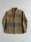 RYUICHIRO SHIMAZAKI - 1990s CONTRASTING WOOL BLOCK LONG SLEEVE SHIRT