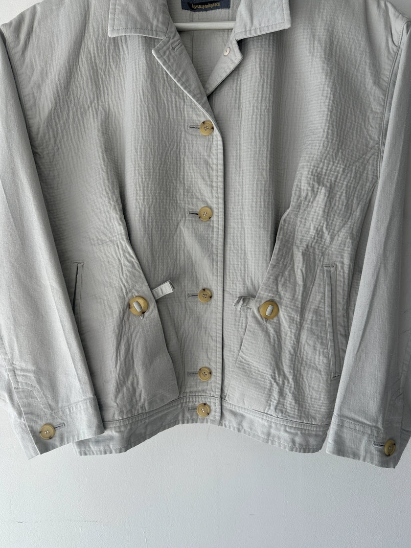 ISSEY MIYAKE - 1980s TEXTURED COTTON BOMBER JACKET