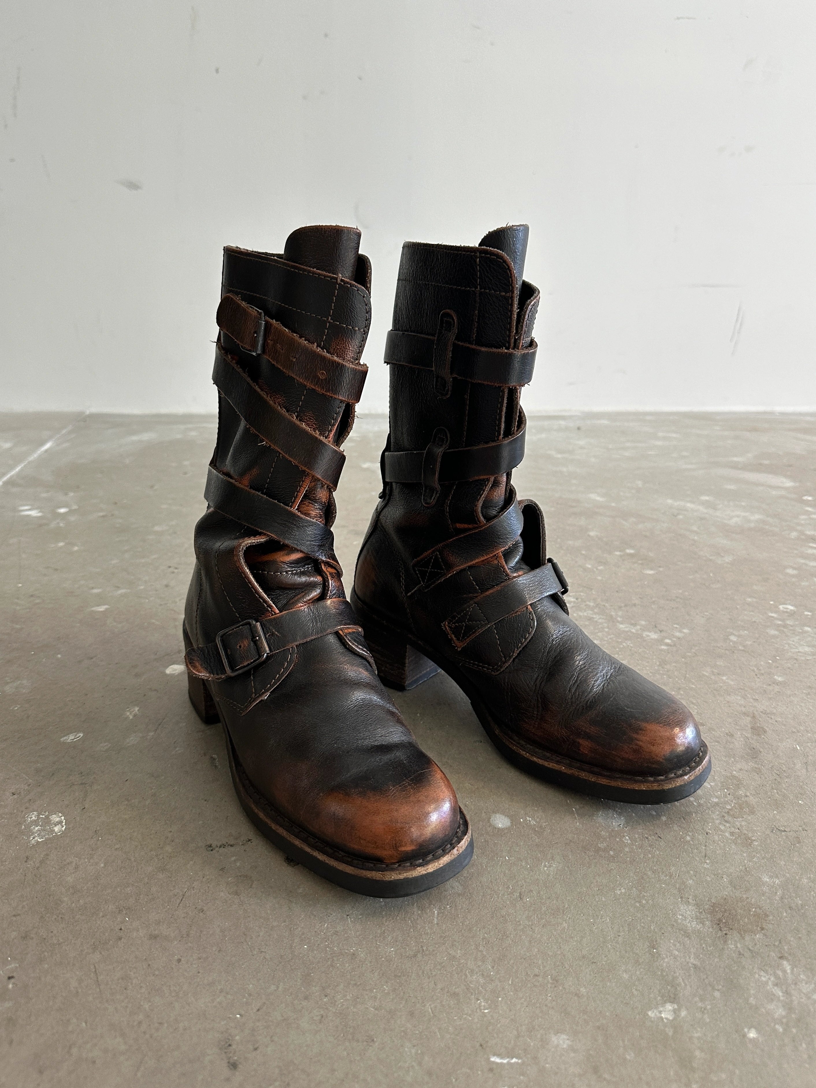 AKETOHN - 1990s SQUARE TOE LEATHER BOOTS