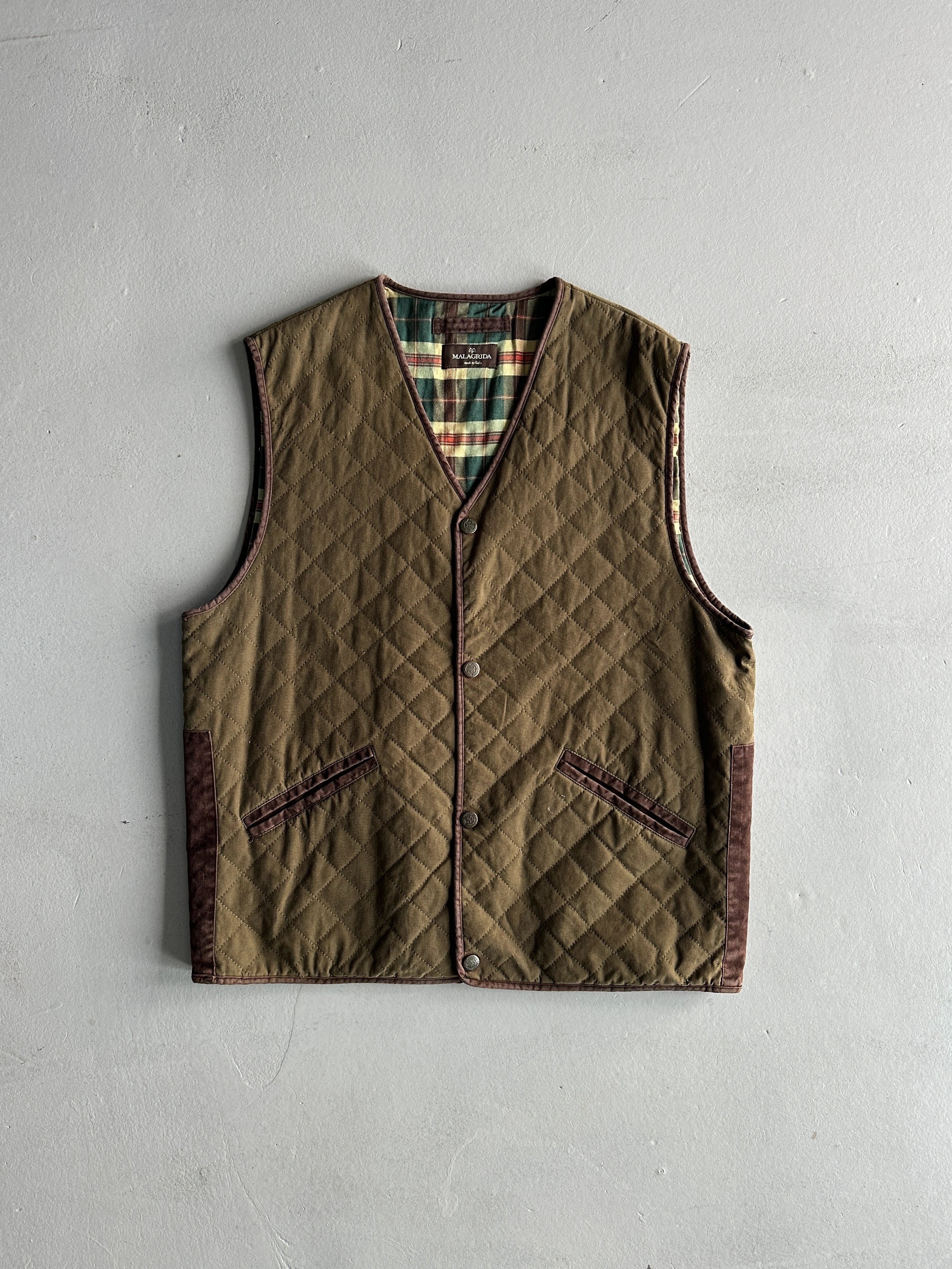 1980s QUILTED BUTTONED VEST GILET