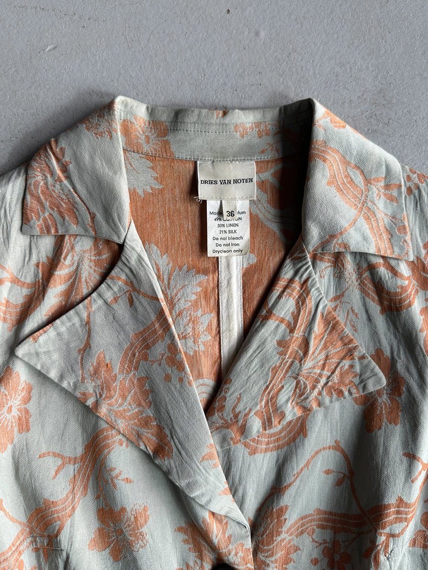 DRIES VAN NOTEN - 1990s FLORAL PATTERN LIGHT BLAZER