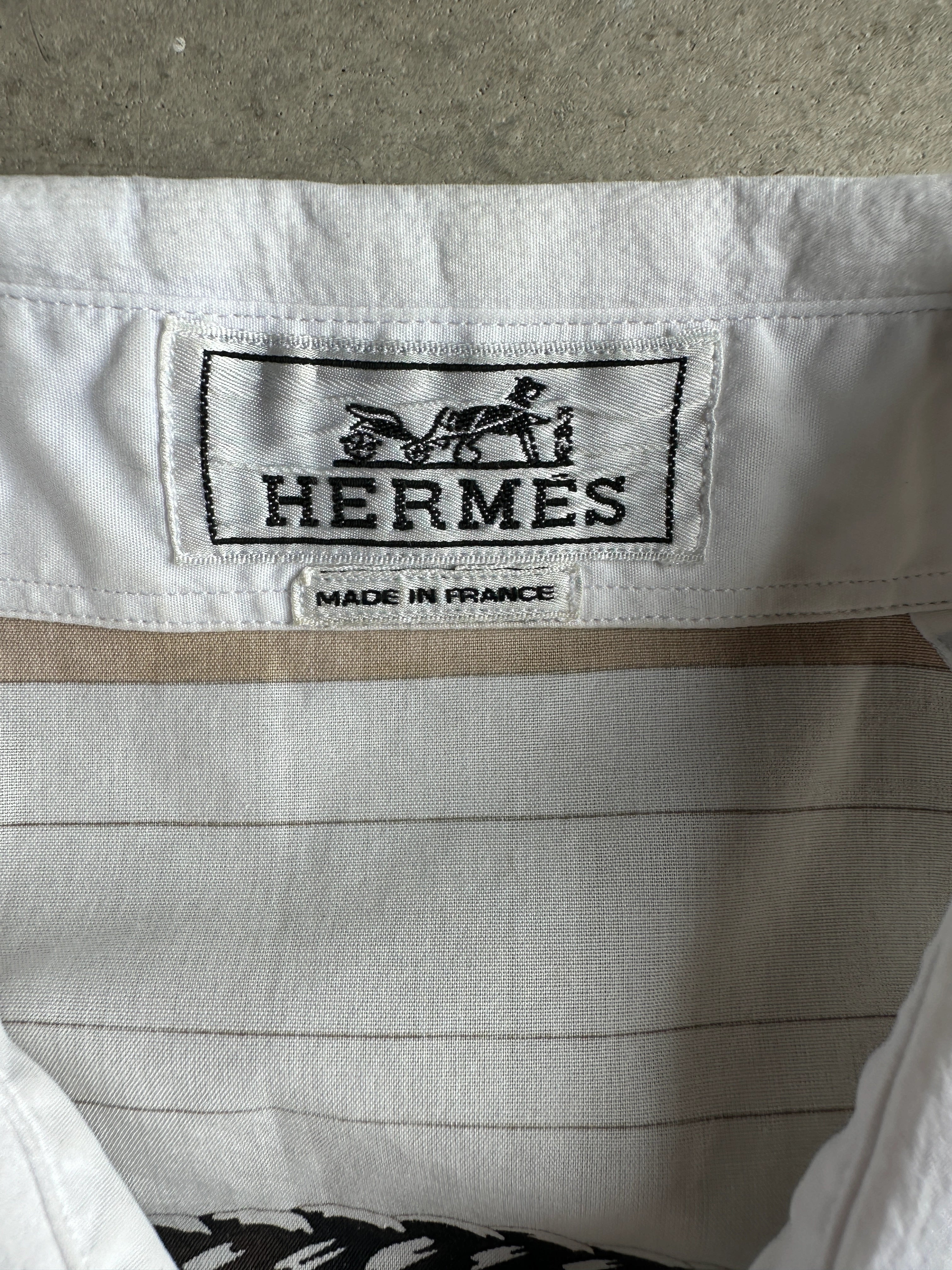 HERMÈS - 1980s ARCHIVE PRINTED BACK HALF SLEEVE SHIRT