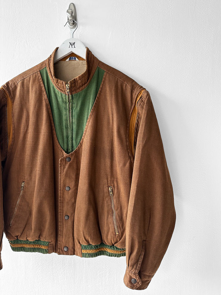 SPANISH LABEL 1980s 2 in 1 BOMBER JACKET WITH ZIP OFF SLEEVE