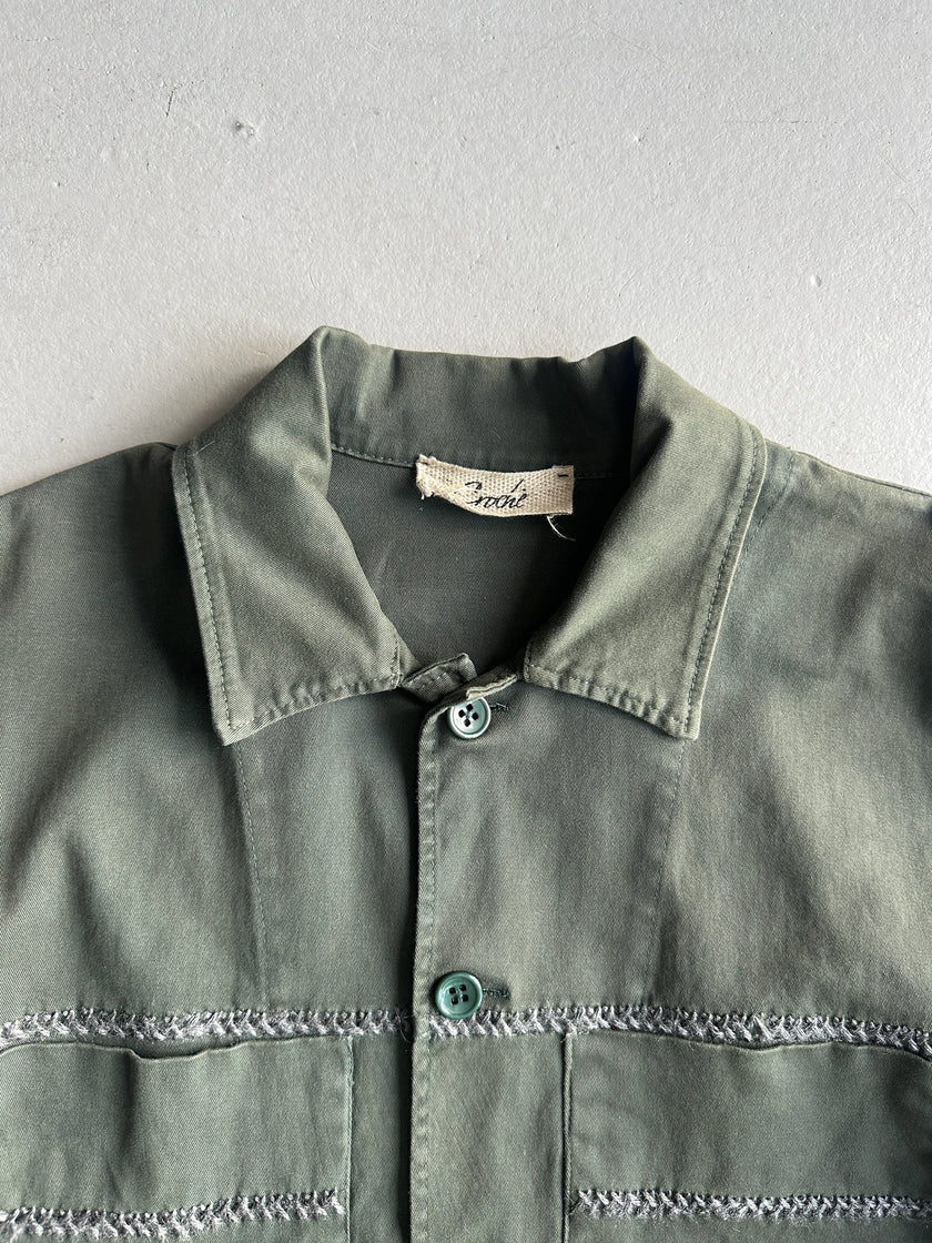 1990s ASYMMETRICAL SHIRT WITH WOOL LAYERED SLEEVE