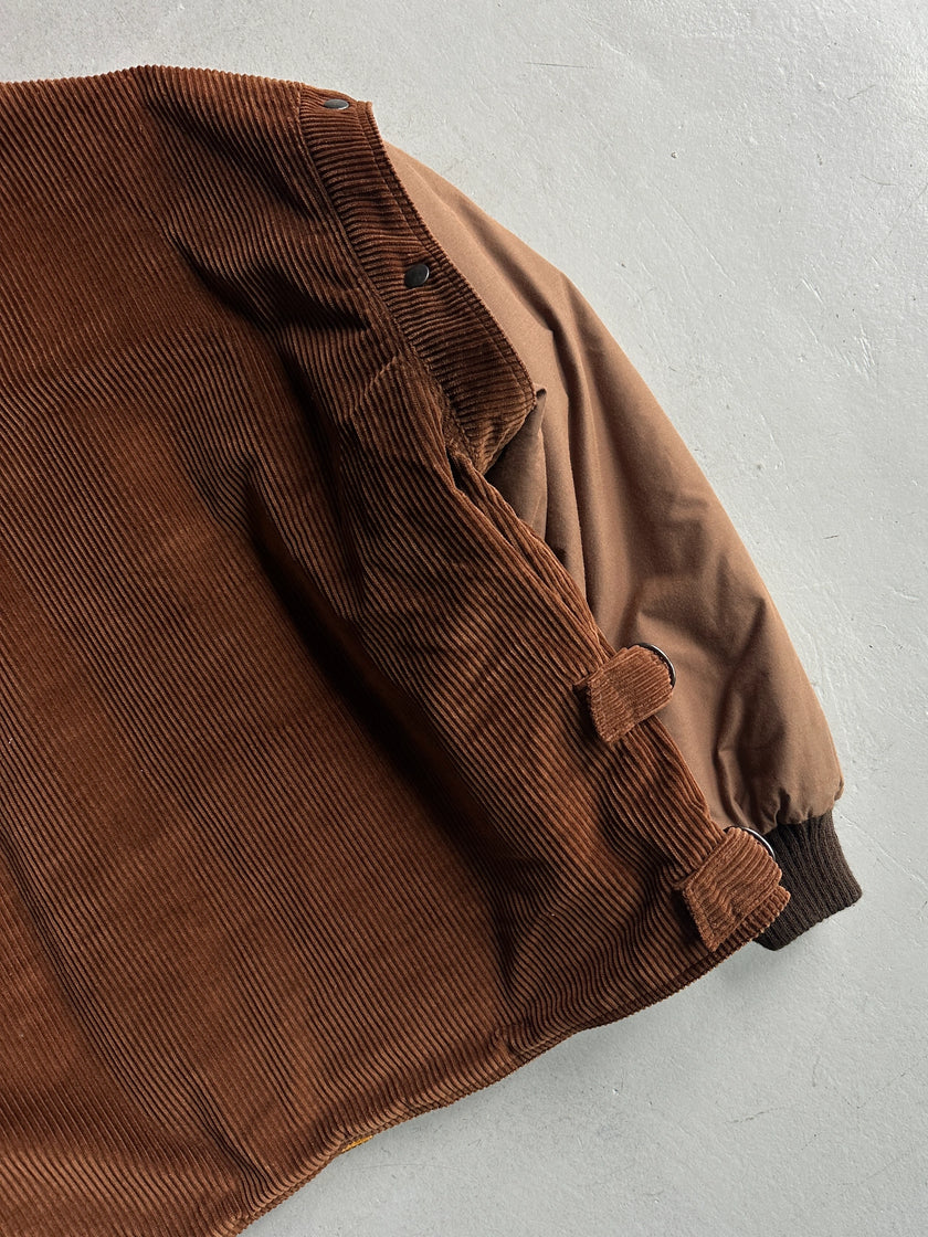 ITALIAN LABEL 1980s PANELED CORDUROY BOMBER JACKET WITH CONTRASTING SLEEVE