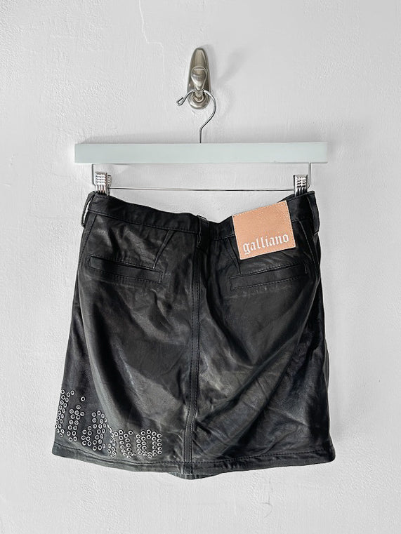 GALLIANO BY JOHN GALLIANO - F/W 2008 MINI LEATHER SKIRT WITH LOGO STUDS