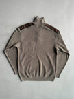 1990s KNIT PULLOVER WITH SUEDE DETAILS