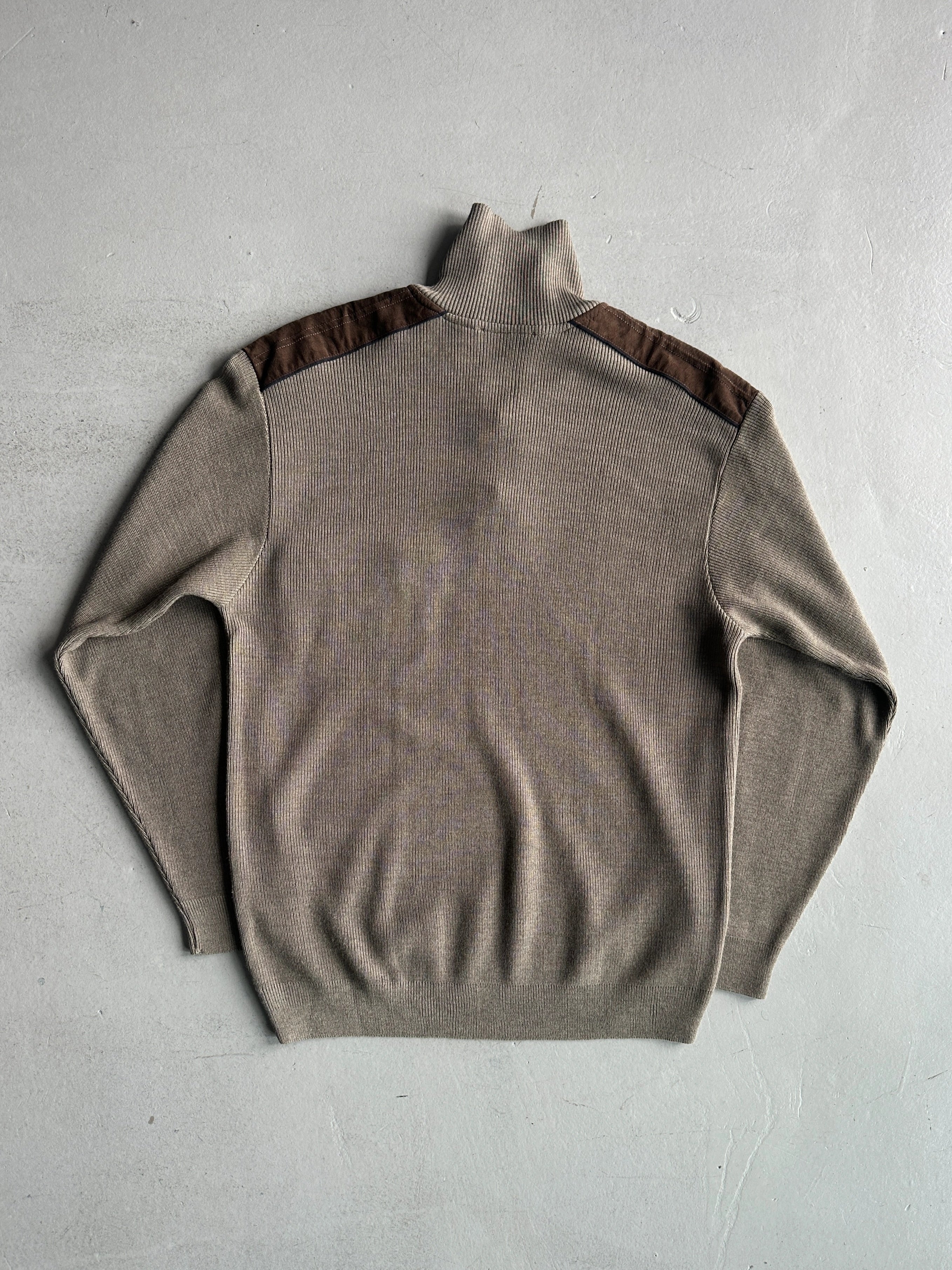 1990s KNIT PULLOVER WITH SUEDE DETAILS