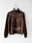 VERSACE - 2000s KNIT TURTLENECK TOP WITH CHEVRON BRUSHED LEATHER APPLIQUÉS