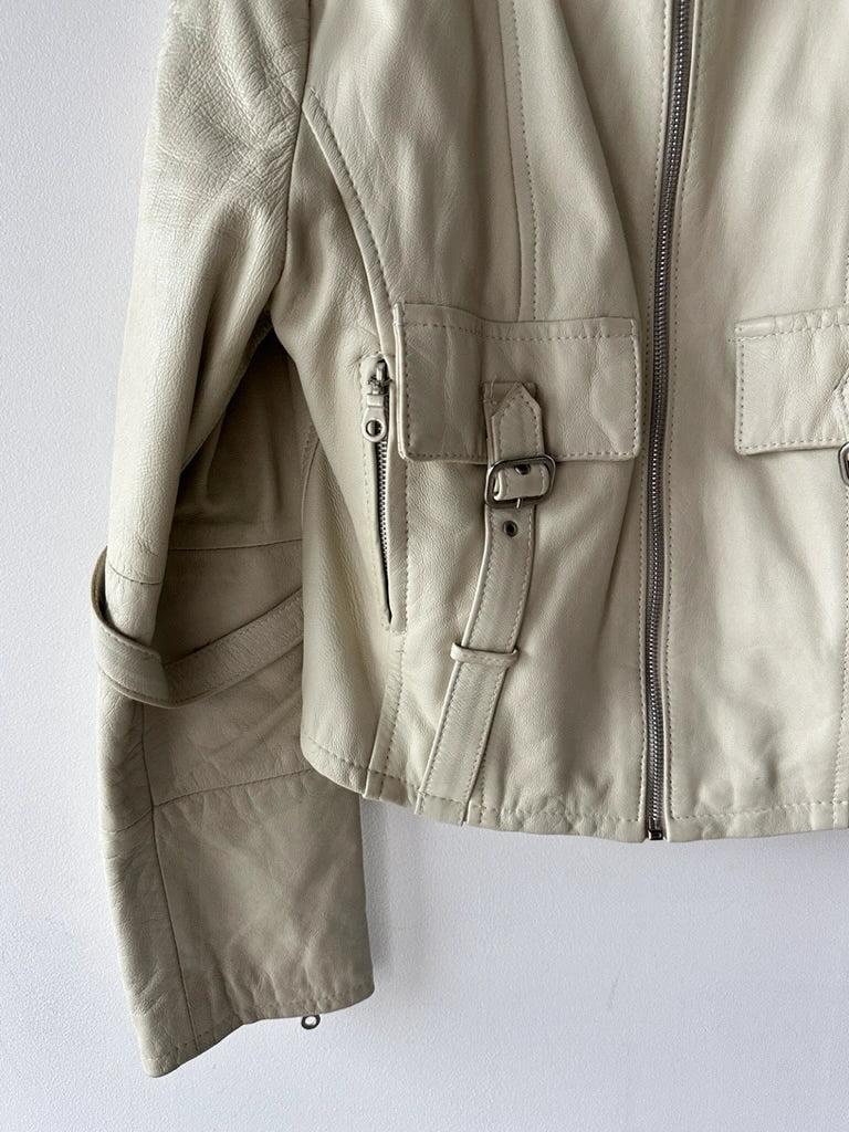 2000s CROP FIT BIKER LEATHER JACKET