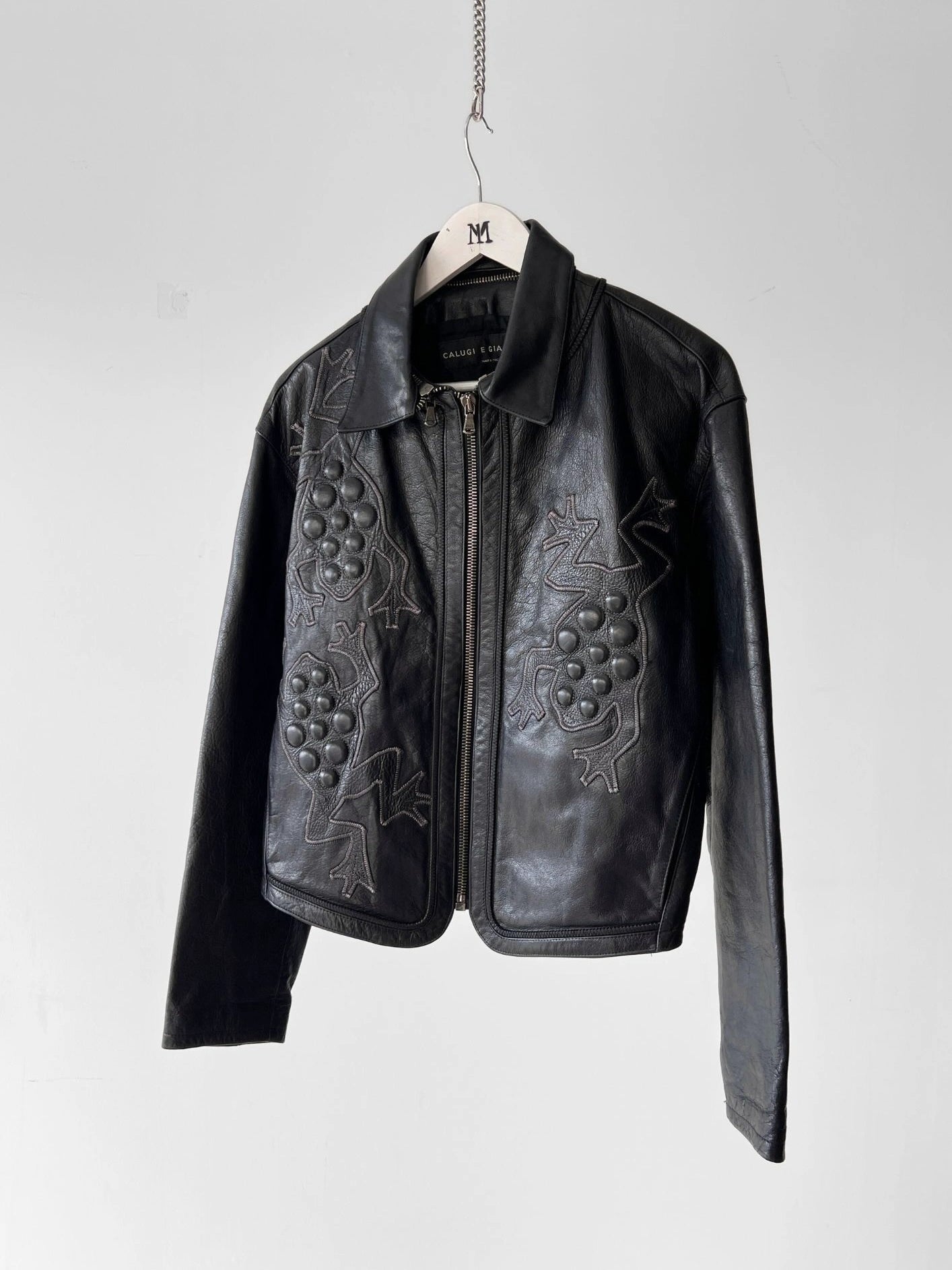 CALUGI E GIANNELLI - 1980s FROG MOTIFS LEATHER JACKET