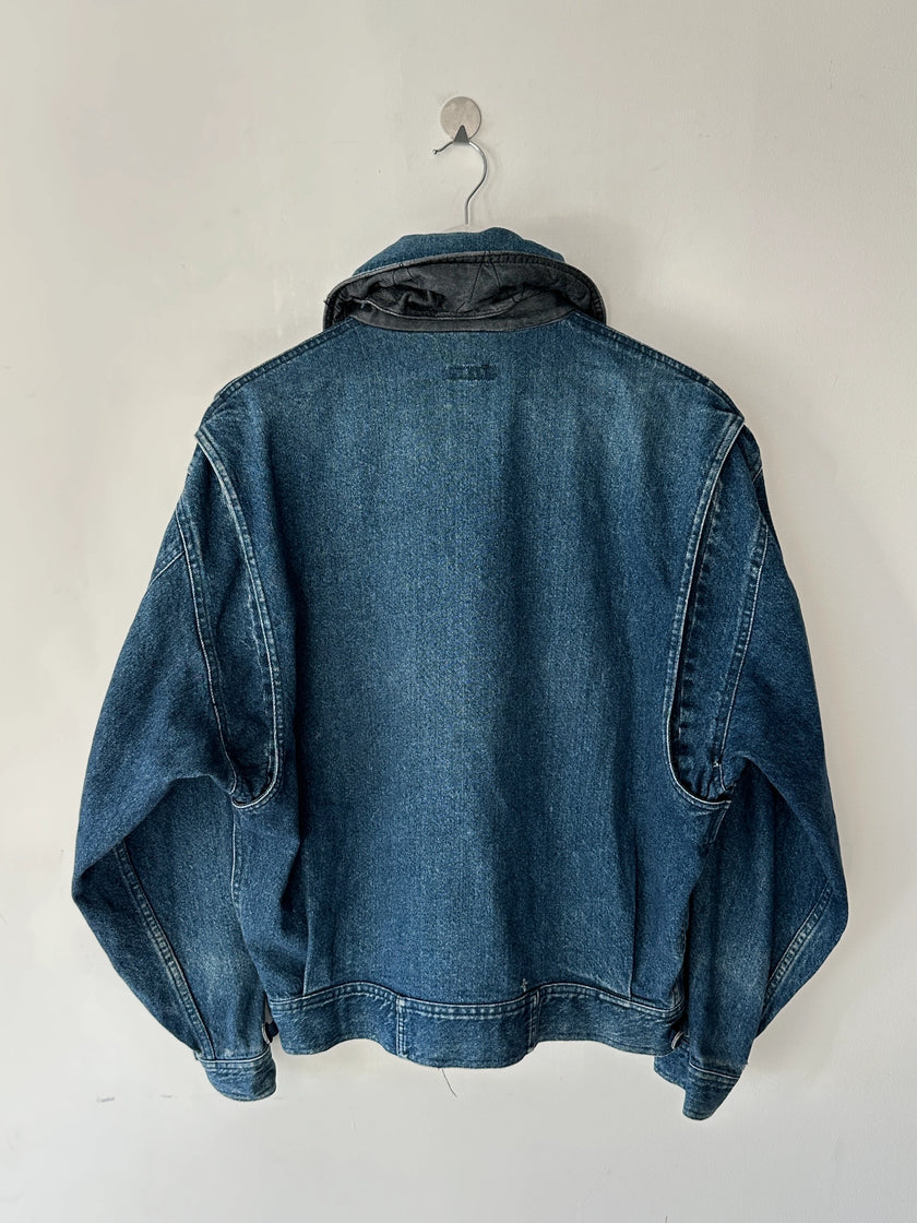 BONEVILLE BY MASSIMO OSTI - 1980s OVERSIZED DENIM BOMBER JACKET
