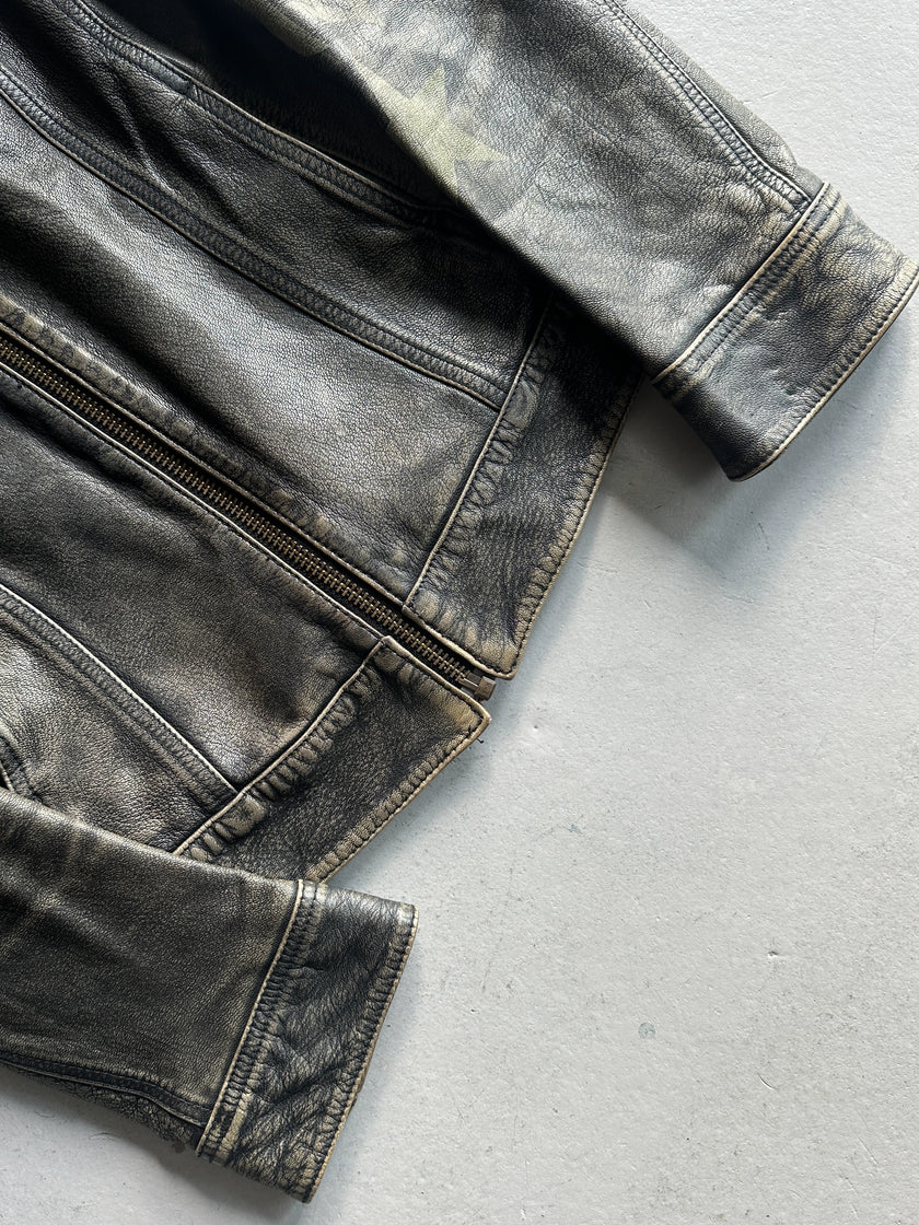 DIESEL - 2000s DISTRESSED LEATHER BIKER JACKET