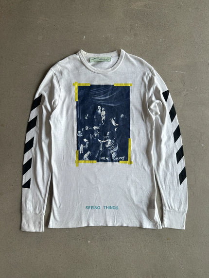 OFF WHITE MAIN LABEL - 2013 CARAVAGGIO PRINTING CREWNECK LONG SLEEVE TOP