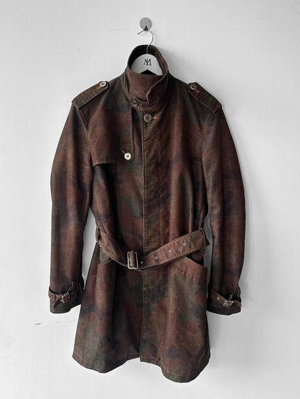 KATHARINE HAMNETT - 1990s CAMOUFLAGE CORDUROY TRENCH COAT