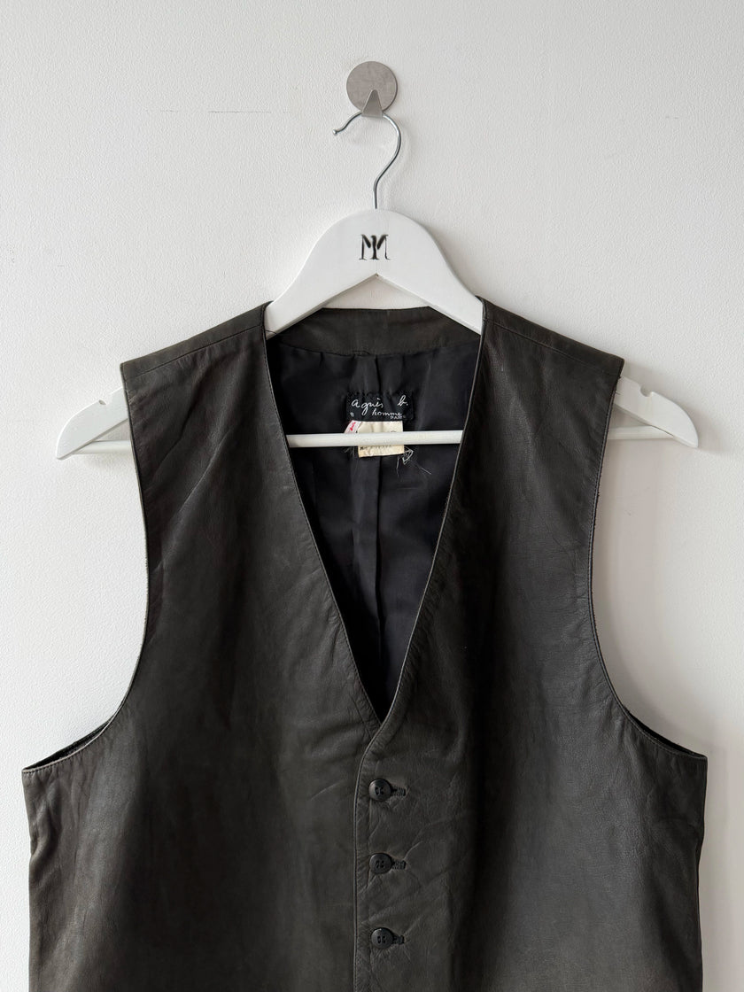 AGNÈS B. - 1990s LEATHER VEST GILET