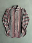 ETRO - 1990s SQUARE COLLAR STRIPED LONG SLEEVE SHIRT