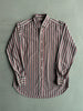 ETRO - 1990s SQUARE COLLAR STRIPED LONG SLEEVE SHIRT