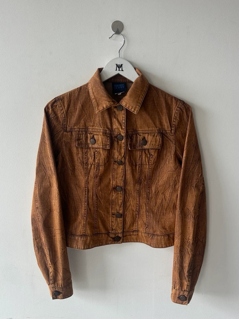KENZO  - 1980s DENIM JACKET WITH CRINKLED EFFECT WASH